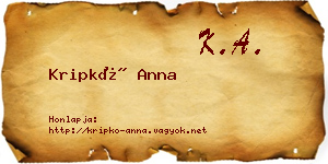 Kripkó Anna névjegykártya
