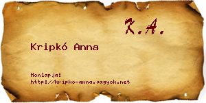 Kripkó Anna névjegykártya